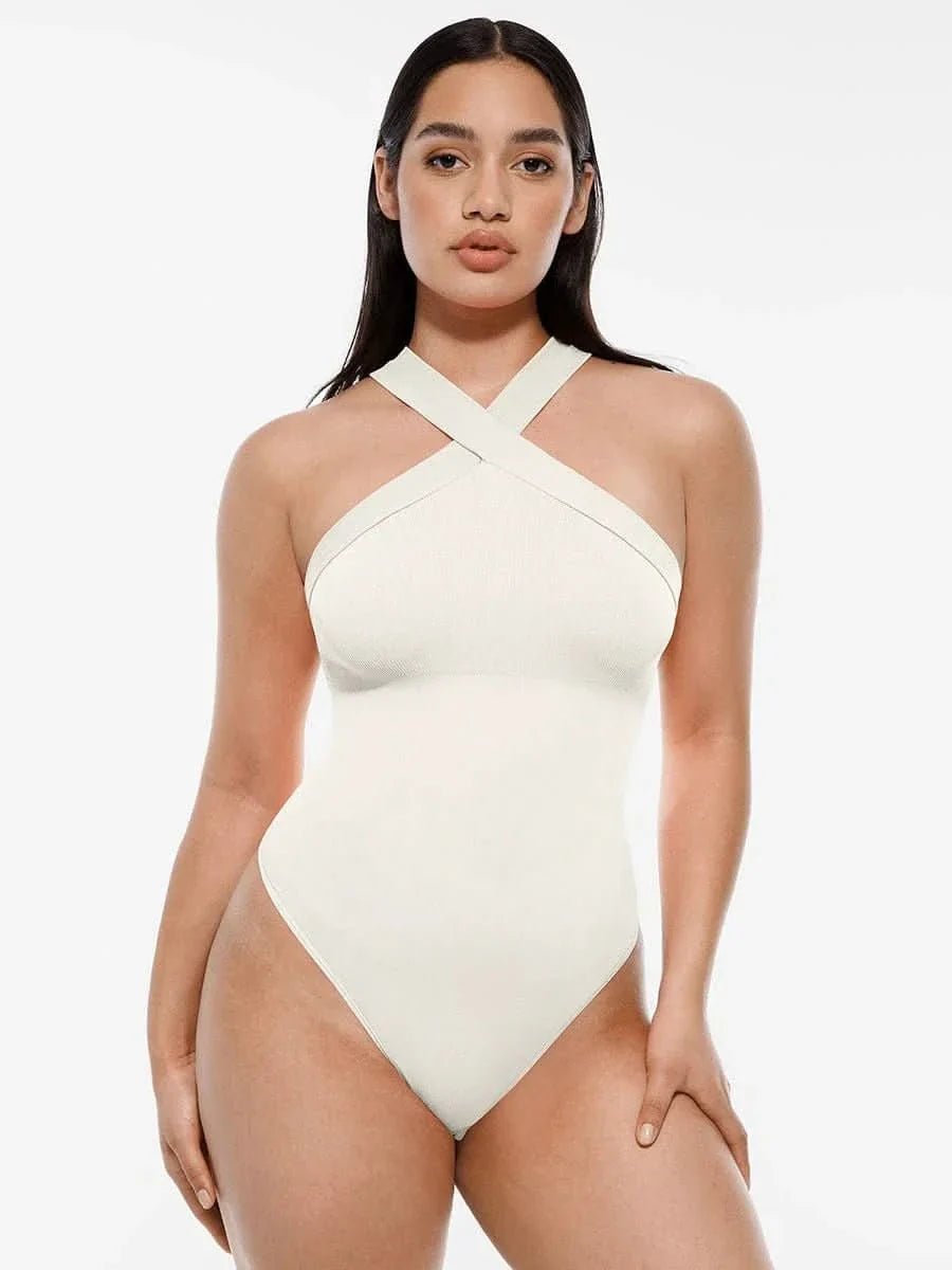 Seamless Crossover Halter Neck Bodysuit