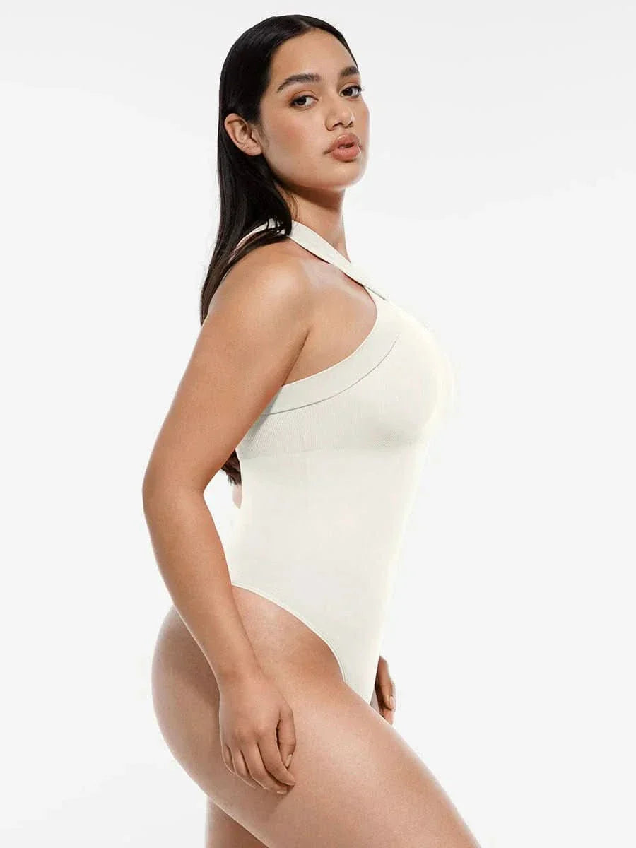 Seamless Crossover Halter Neck Bodysuit