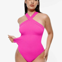Seamless Crossover Halter Neck Bodysuit
