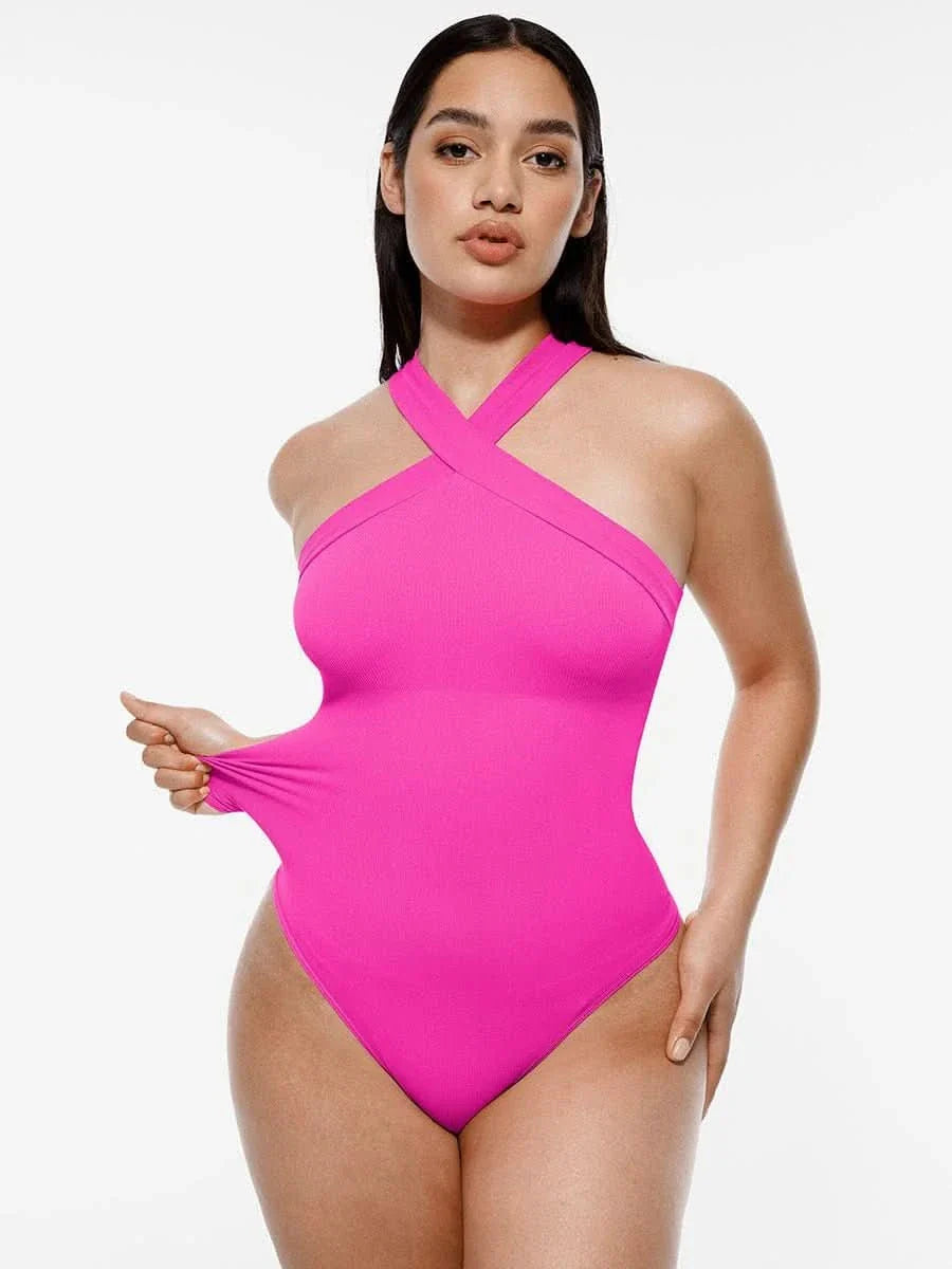 Seamless Crossover Halter Neck Bodysuit