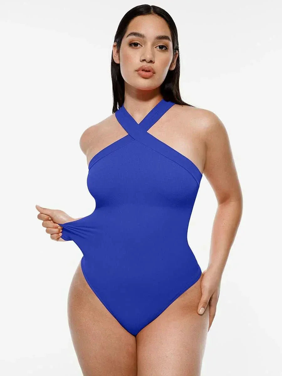 Seamless Crossover Halter Neck Bodysuit