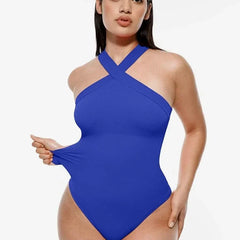Seamless Crossover Halter Neck Bodysuit