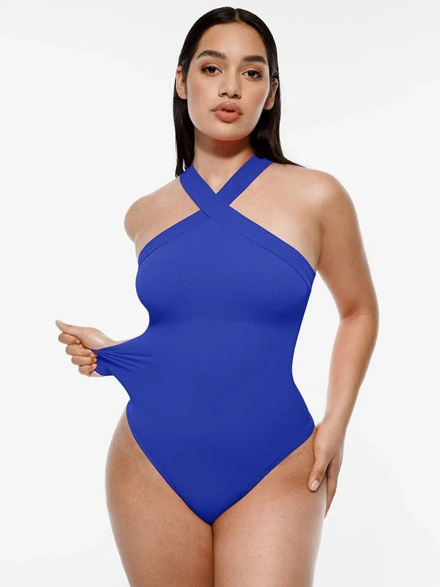 Seamless Crossover Halter Neck Bodysuit