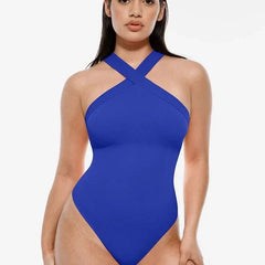 Seamless Crossover Halter Neck Bodysuit