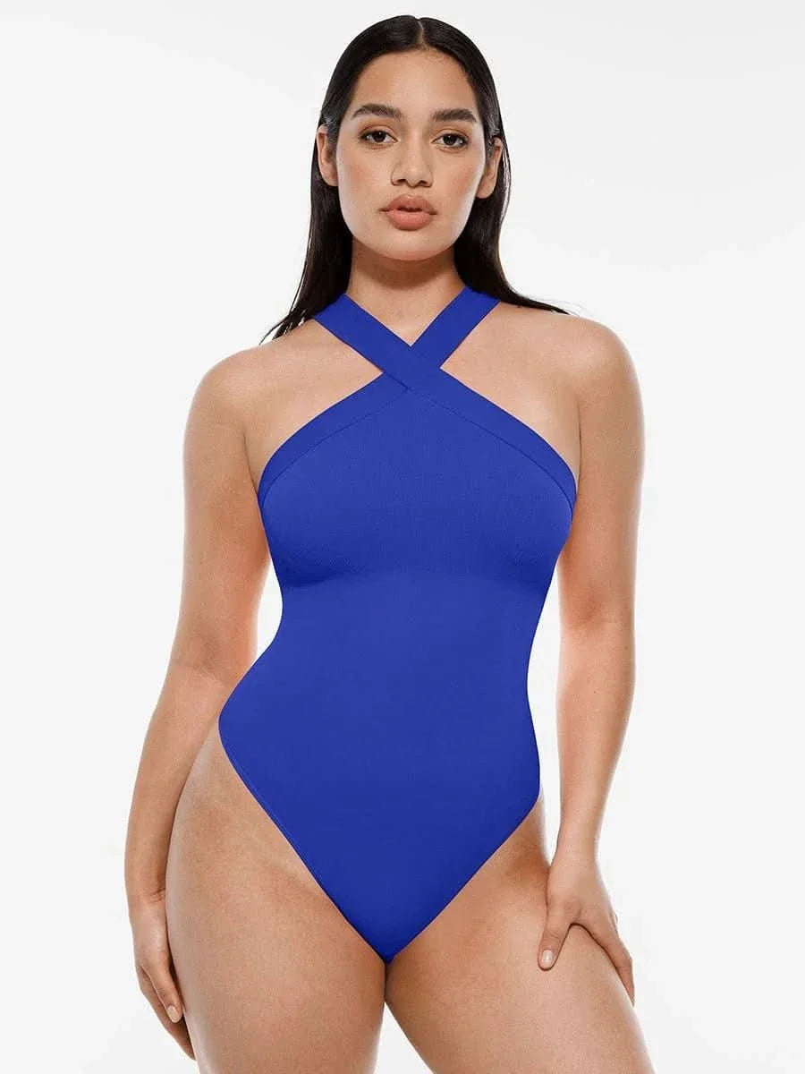Seamless Crossover Halter Neck Bodysuit