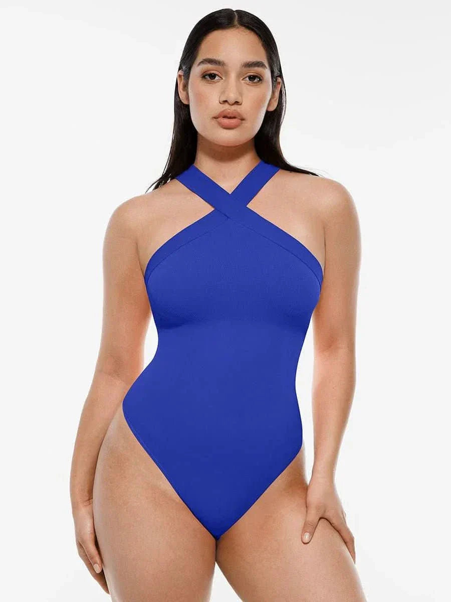 Seamless Crossover Halter Neck Bodysuit