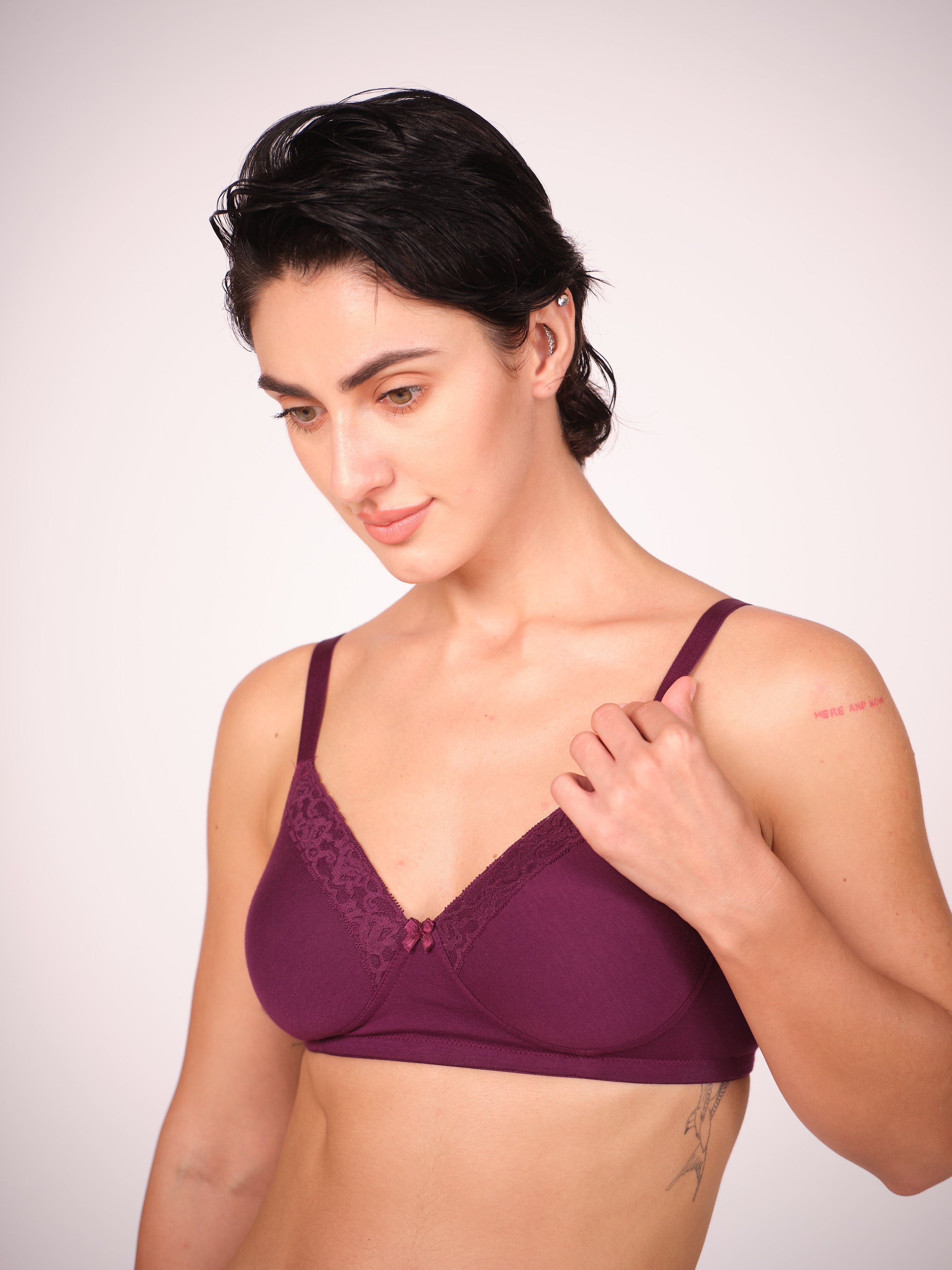 Munns & Mars Womens Cotton Lightly Padded T-Shirt Bra