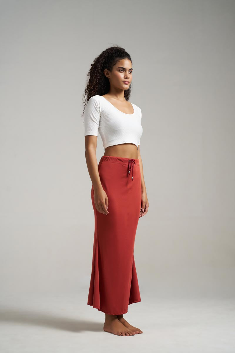 Munns & Mars Saree Shapewear Polyester Fish Cut - BrickRed