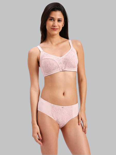 SOIE Woman - Full Coverage Non Wired Non Padded Bra with High Waist Full Coverage Lace Brief - -for Women