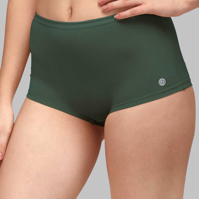 SOIE Woman - High Rise Full Coverage Cotton Spandex Boyshorts (Pack of 2) - Panty -for Women