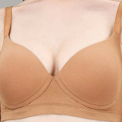 Lightly Padded Non Wired Stretch Cotton Full Coverage T-Shirt Bra with Push-up look