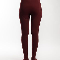 Women Maroon Winter Fur Warm Fleece-Lined Thermal Stretchable Fashion Stockings for Cold Weather. - Brachy