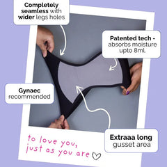 Product advertisement with text highlighting features on a purple background
