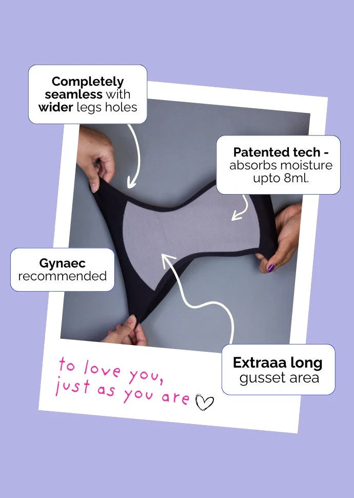 Product advertisement with text highlighting features on a purple background