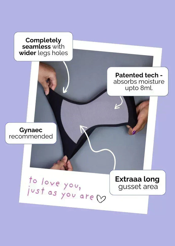 Product advertisement with text highlighting features on a purple background