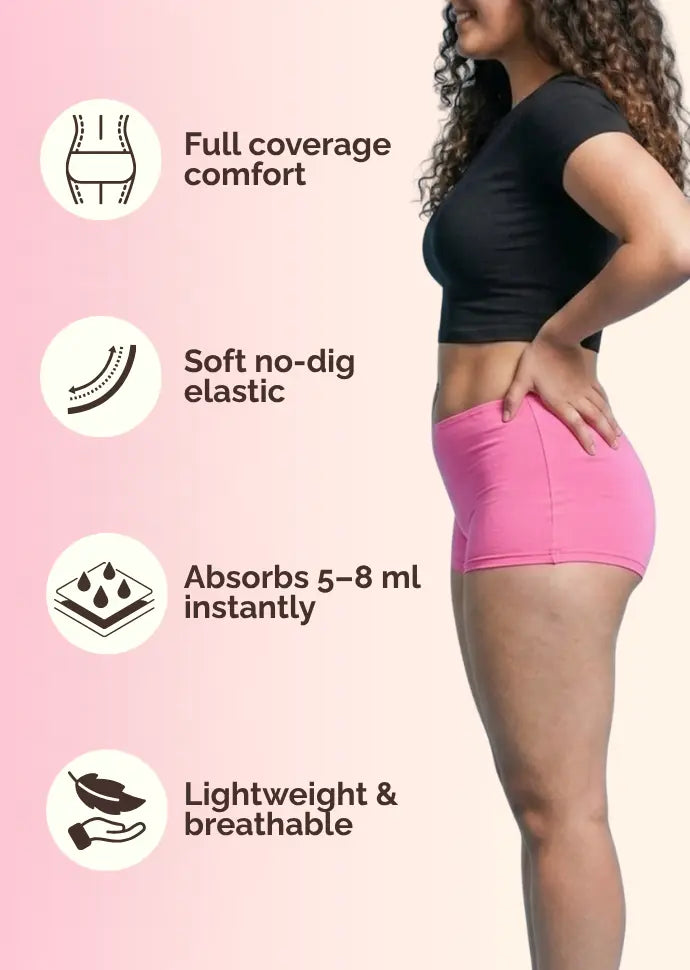 Pink Absorbent Boyshorts