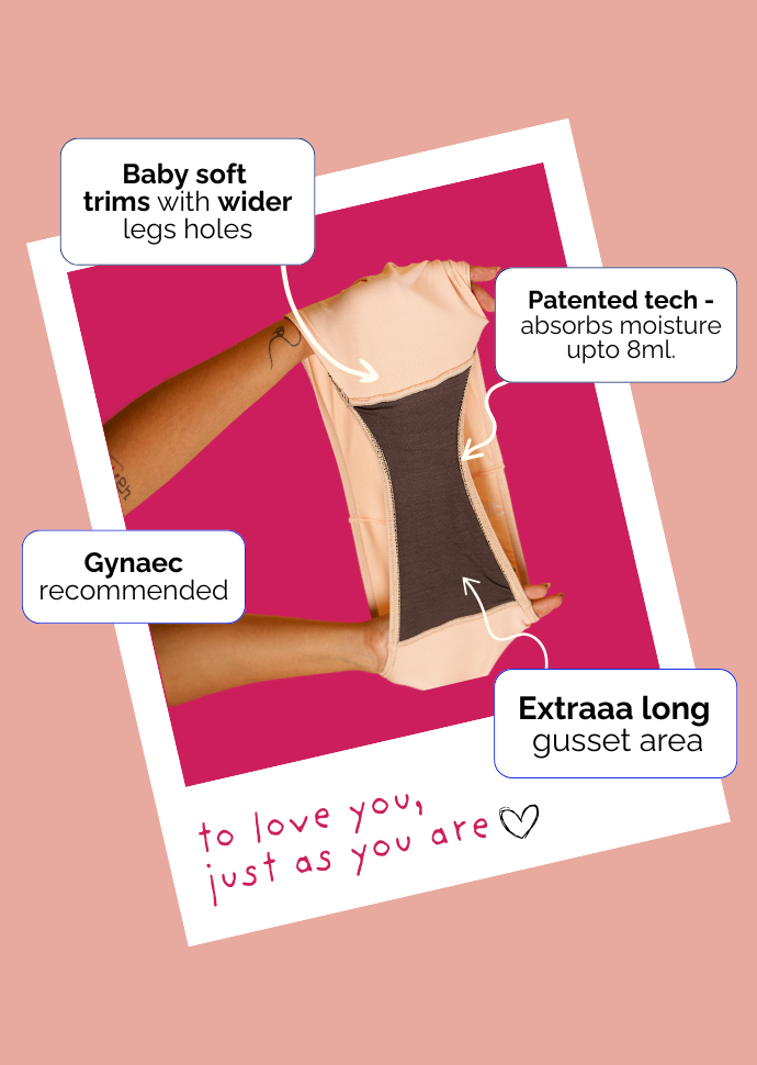 Product advertisement with text highlighting features on a pink background
