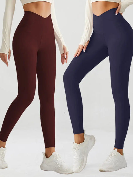 Pack of 2 Crossover Earth Yoga Pants (Red & Navy)