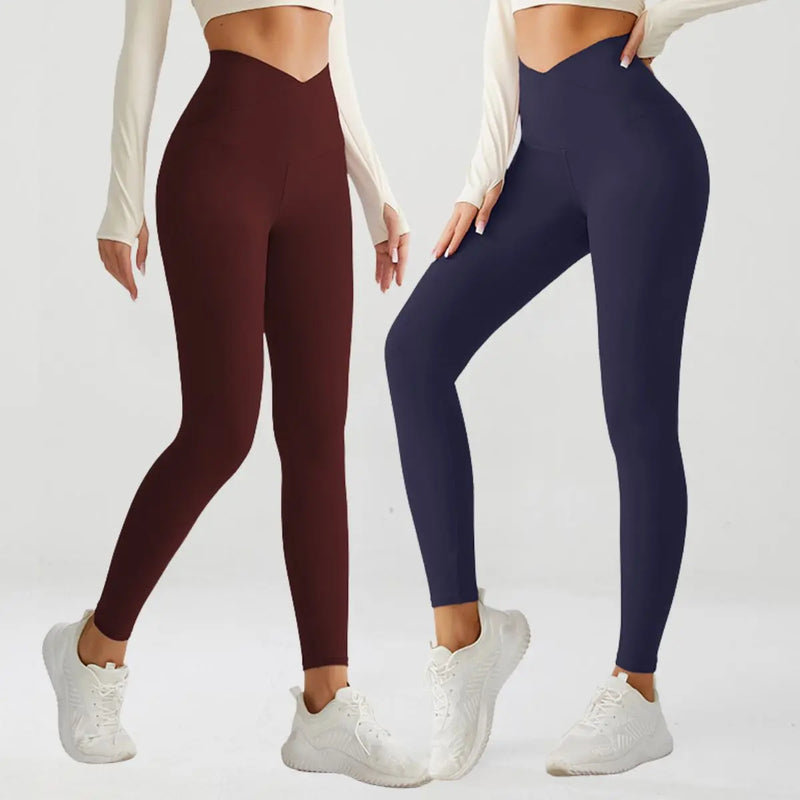Pack of 2 Crossover Earth Yoga Pants (Red & Navy)