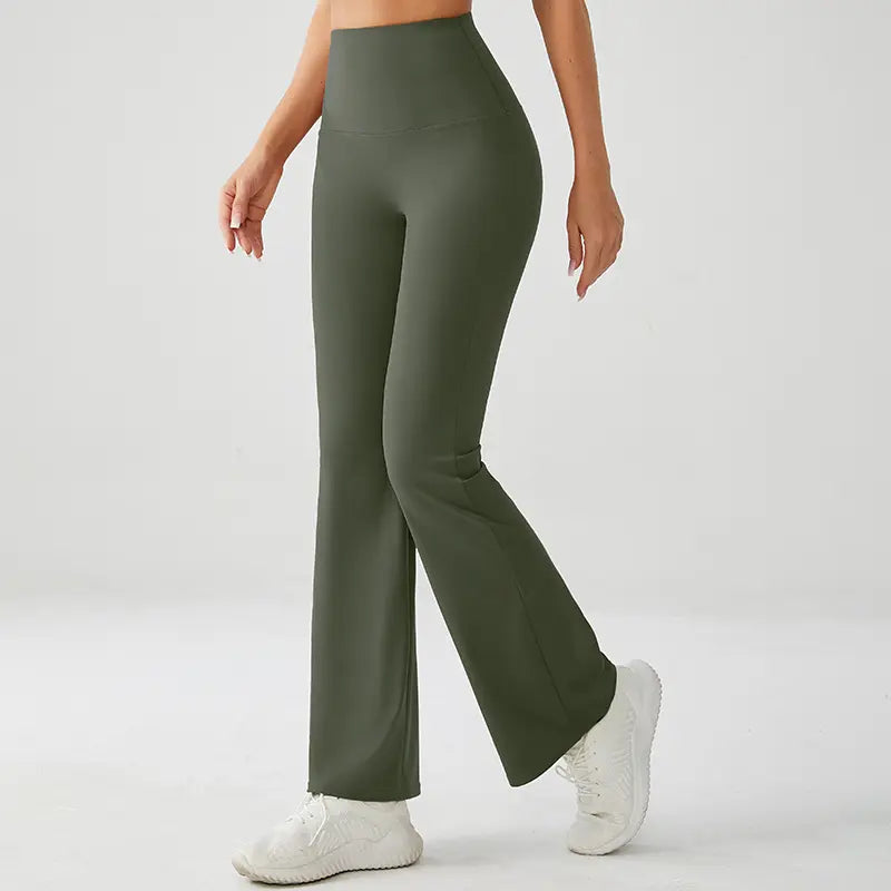 Forest Green High Rise Flare Yoga Pants