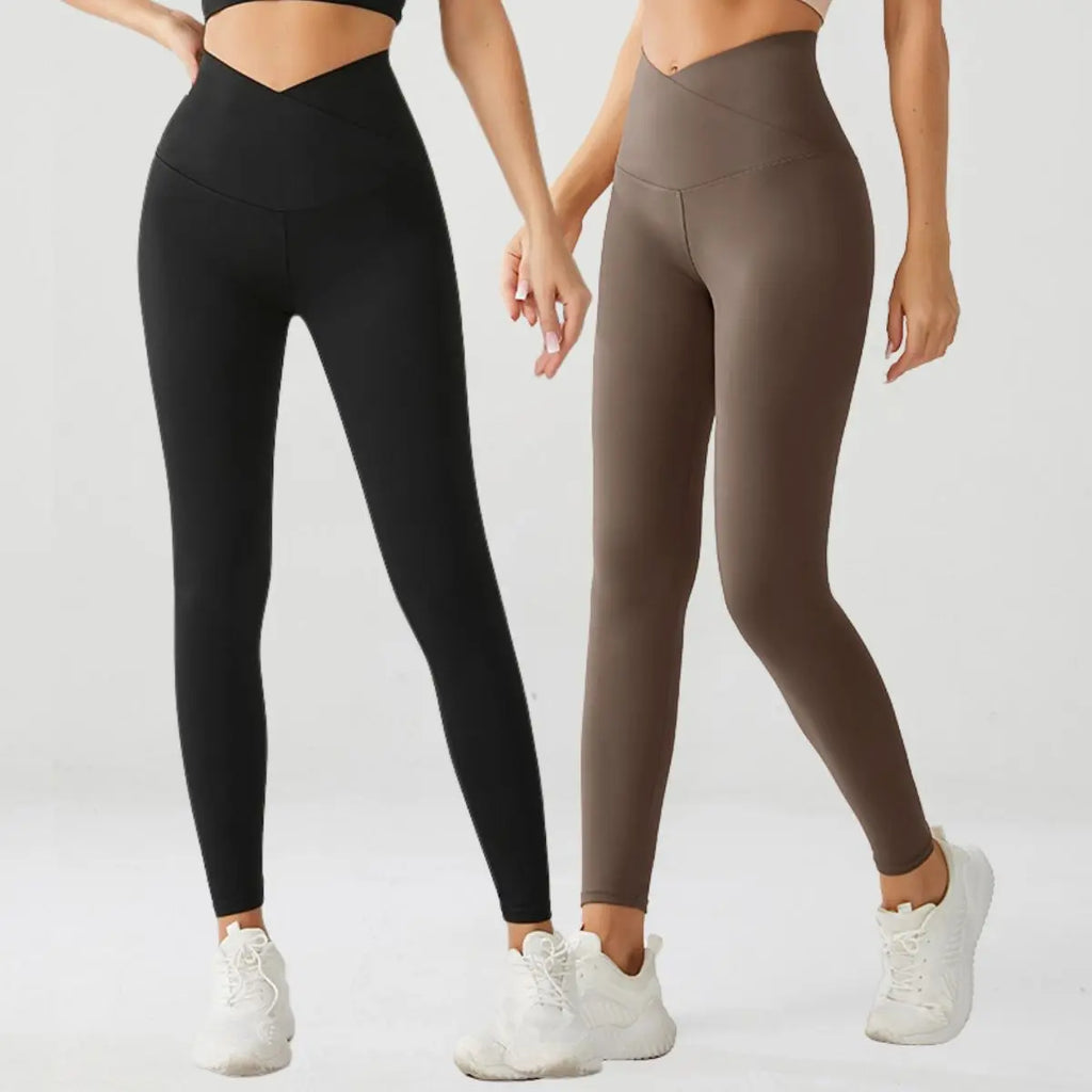 Pack of 2 Crossover Yoga Pants (Brown & Black)
