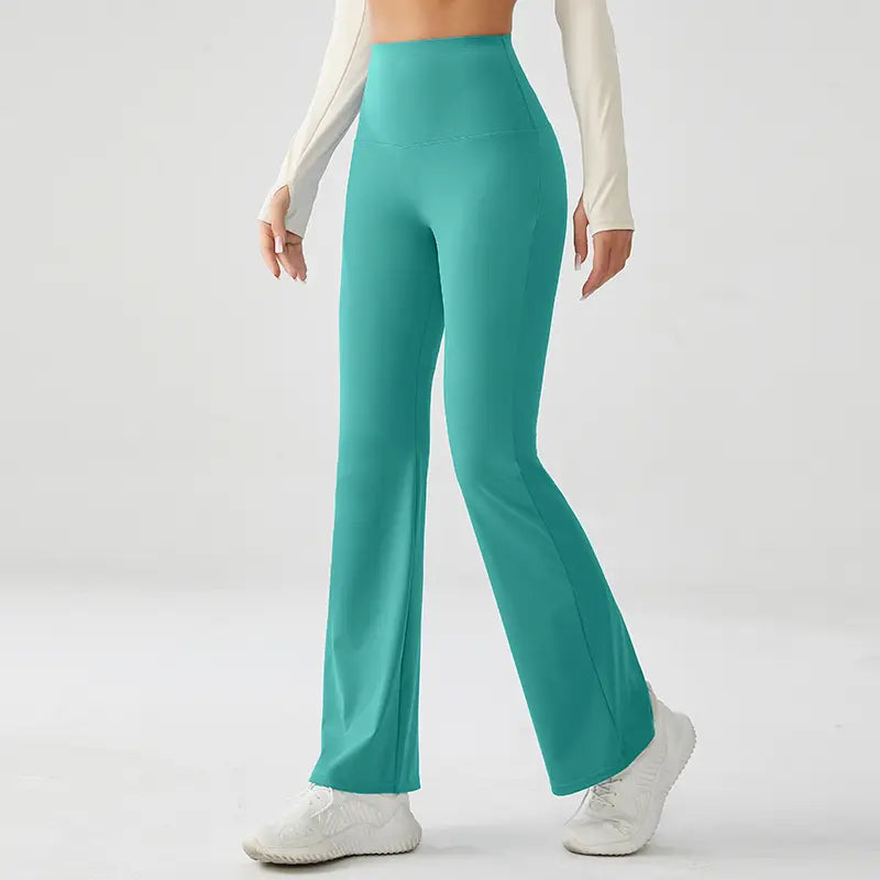 Tropical Teal High Rise Flare Yoga Pants