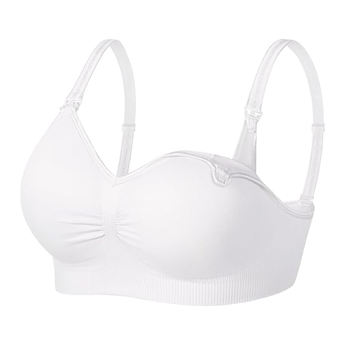 Women Organic Antimicrobial Soft Feeding Full Bust Seamless Nursing, Breastfeeding Maternity Bra with Remove Pads Pack of 3 - Brachy