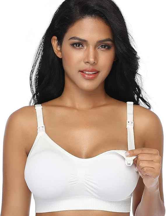 Women Organic Antimicrobial Soft Feeding Full Bust Seamless Nursing, Breastfeeding Maternity Bra with Remove Pads Pack of 3