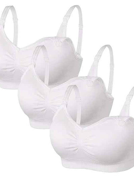 Women Organic Antimicrobial Soft Feeding Full Bust Seamless Nursing, Breastfeeding Maternity Bra with Remove Pads Pack of 3
