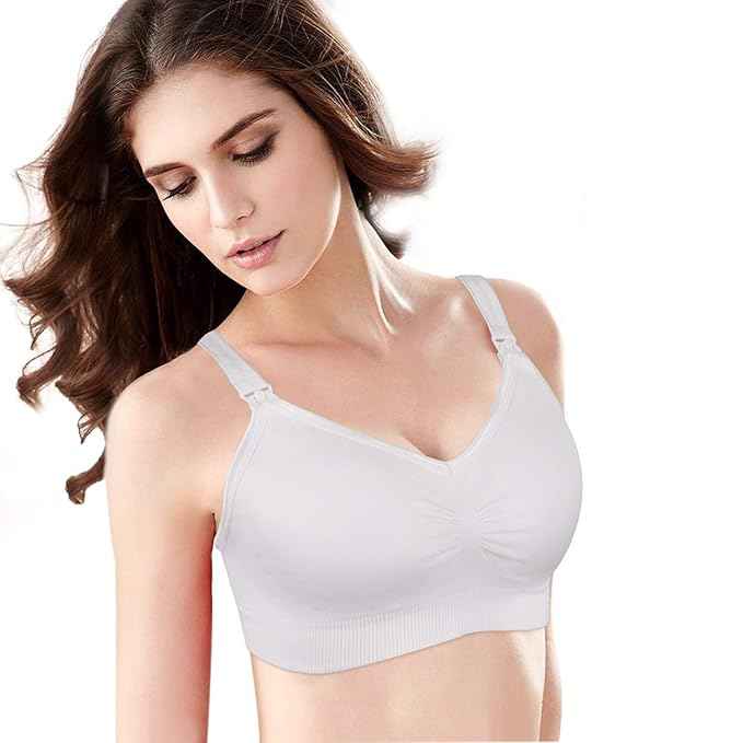 Women Organic Antimicrobial Soft Feeding Full Bust Seamless Nursing, Breastfeeding Maternity Bra with Remove Pads Pack of 3