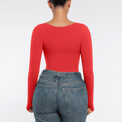 womens red bodysuit