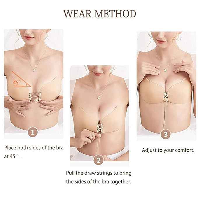 Brachy Nude Sticky Adhesive Silicone Invisible Push Up Backless Strapless Bra