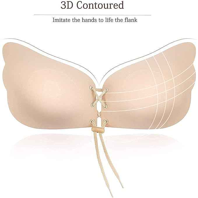 Brachy Nude Sticky Adhesive Silicone Invisible Push Up Backless Strapless Bra