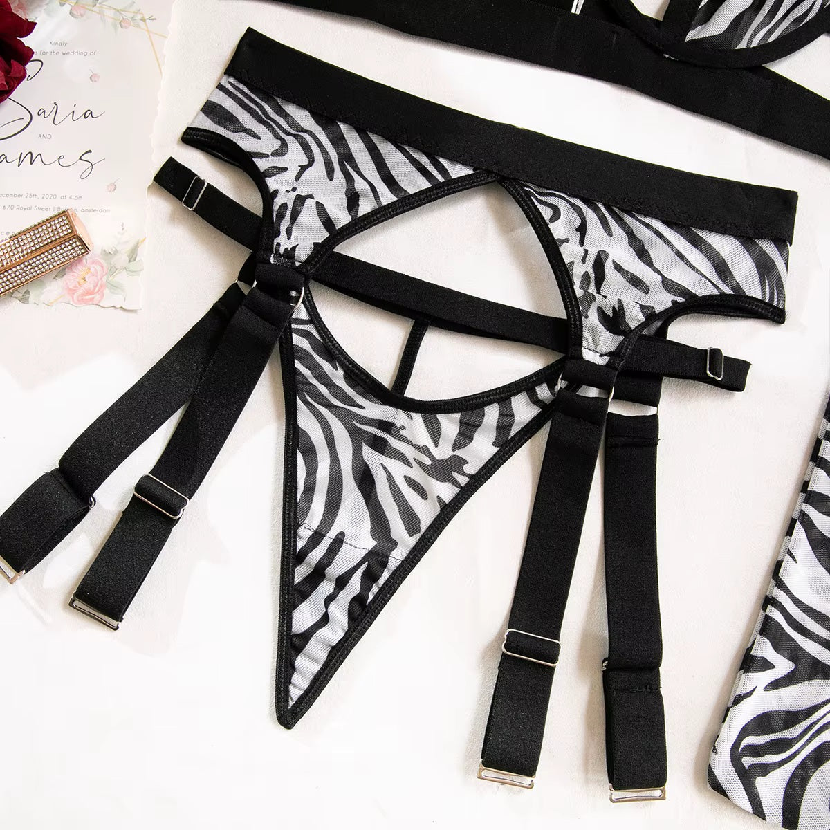 Brachy Women valentine's Babydoll Lingerie Sexy Hot Zibra Printed Night Dress Sleepwear.